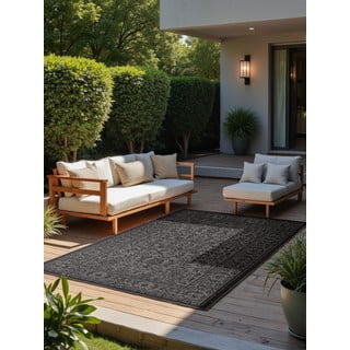 Črno-bela notranja in zunanja preproga 120x170 cm Duet Kona – NORTHRUGS