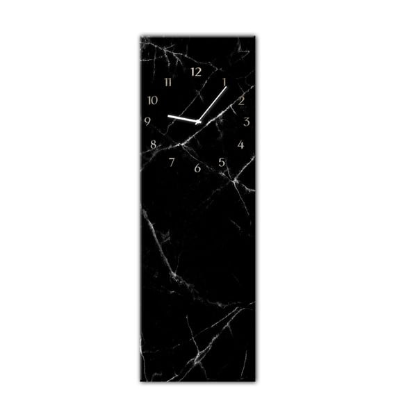 Stenska ura Styler Glassclock Black Marble, 20 x 60 cm