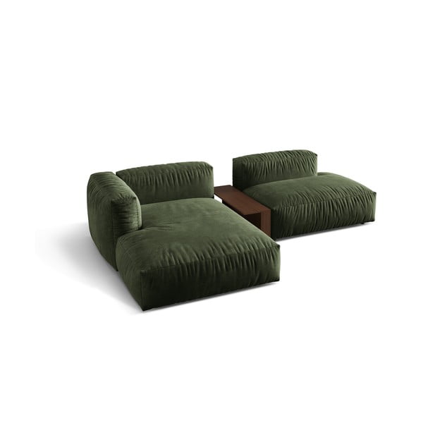 Zelena žametna kotna sedežna garnitura (levi kot/z ležalnikom) Martina – Micadoni -image-2