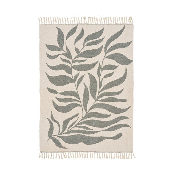 Zelena/bež bombažna odeja 130x180 cm Loni – House Nordic-image-2
