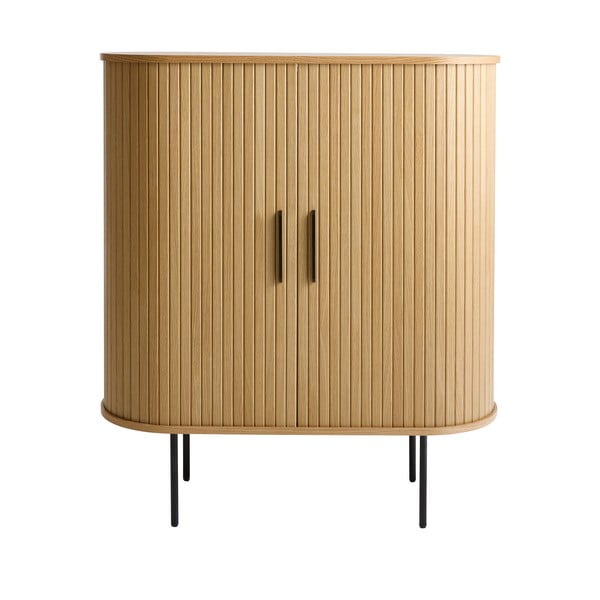 Vinska omara v hrastovem dekorju z drsnimi vrati v naravni barvi 100x118x40 cm Nola – Unique Furniture