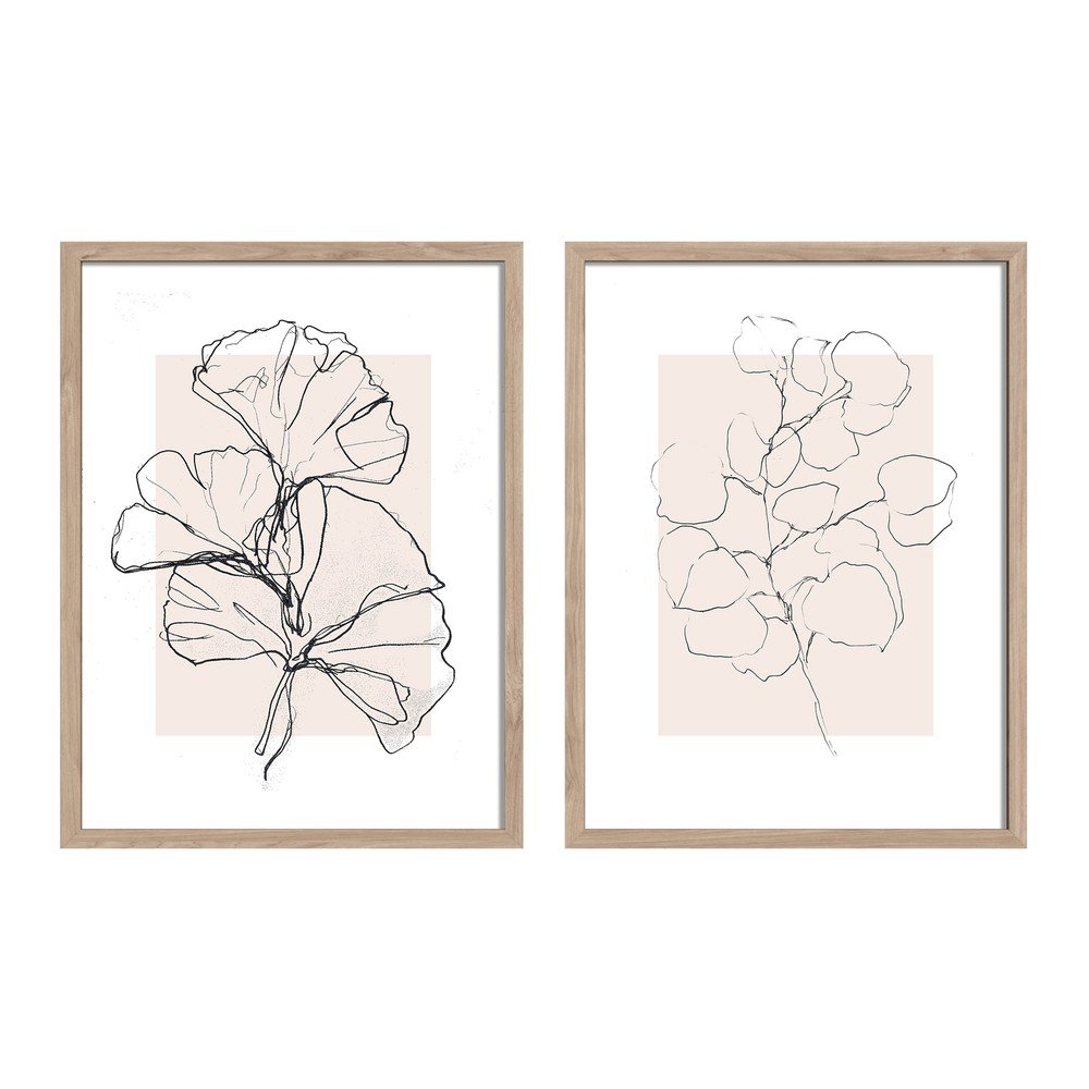 Tiskane slike v kompletu 2 ks z okvirjem 30x40 cm Floral Set