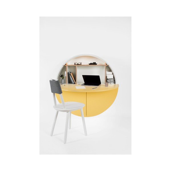 Rumeno-bela večnamenska stenska miza EMKO Pill-image-4