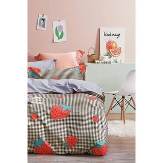 Enojna 3-delna podaljšana posteljnina iz renforce bombaža z rjuho 160x220 cm Strawberry – Mila Home