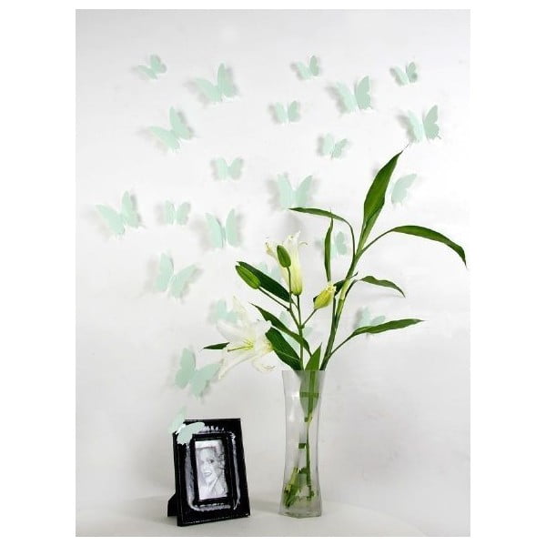 Komplet 12 zelenih 3D nalepk Ambiance Butterflies-image-1