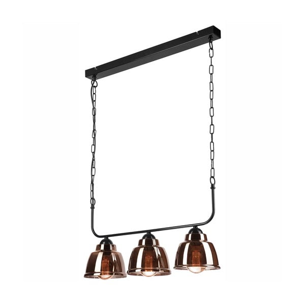 Črno-rjava viseča svetilka s steklenim senčnikom - LAMKUR
