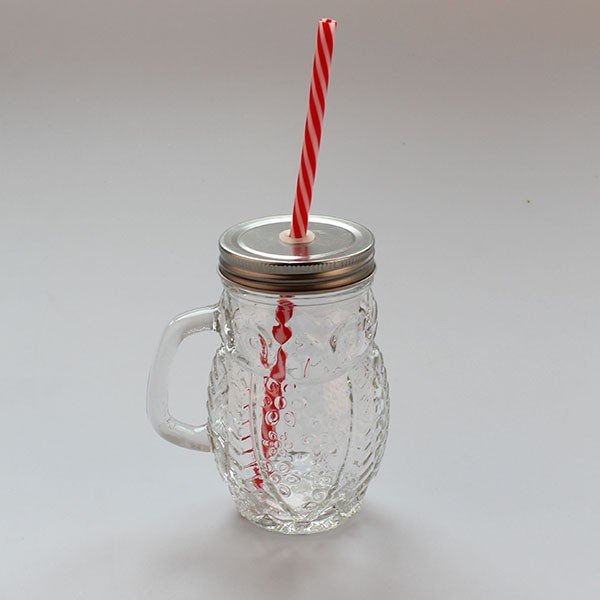 Kozarec s srebrnim pokrovom in slamico Dakls, 350 ml