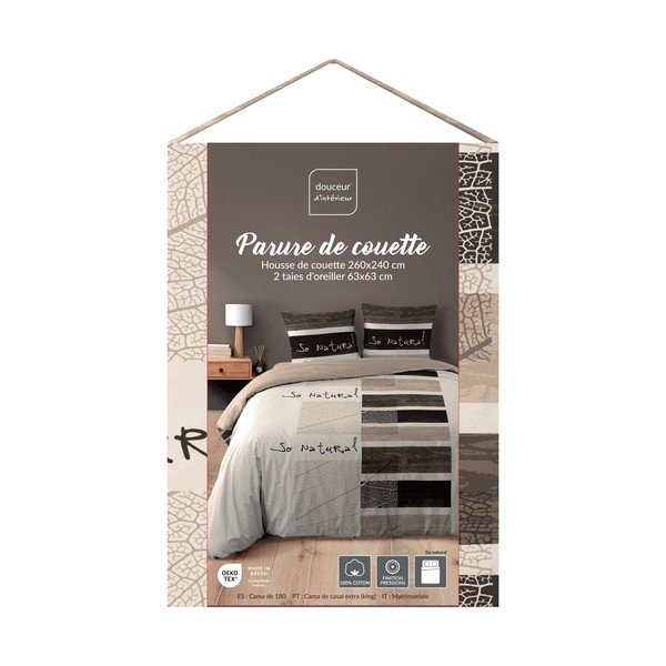 Rjava 3-delna bombažna posteljnina za zakonsko posteljo/podaljšana 260x240 cm So Natural – douceur d'intérieur-image-2