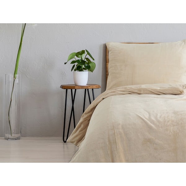 Bež enojna/podaljšana posteljnina iz mikroflanele 140x220 cm Uni – B.E.S.
