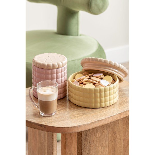 Svetlo rožnata dekorativna keramična škatla za shranjevanje ø 14x15 cm Biscuit Box – PT LIVING-image-2