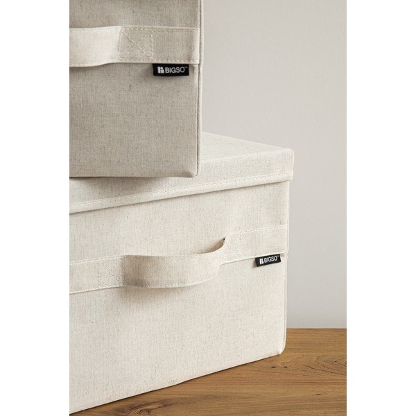 Bež tekstilna škatla za shranjevanje s pokrovom 31x41x22 cm Soft Storage Medium – Bigso-image-1