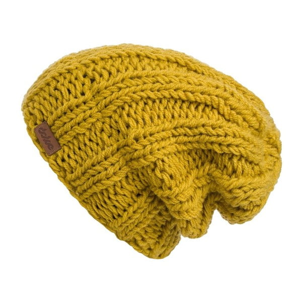 Gorčično rumena ročno pletena kapa DOKE Mina
