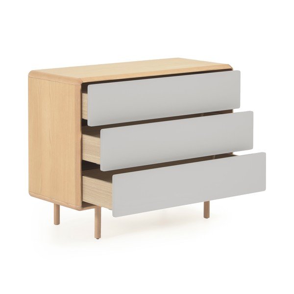 Komoda v jesenovem dekorju v sivi in naravni barvi 99x78,5x42 cm Anielle – Kave Home-image-2