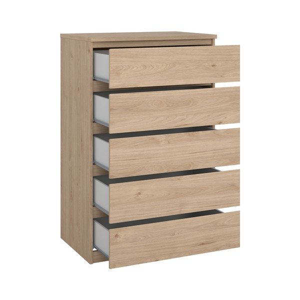 Komoda v hrastovem dekorju v naravni barvi 77x121x50 cm Naia – Tvilum-image-3