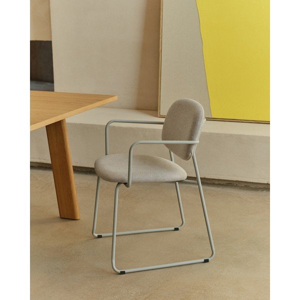 Bež kovinski jedilni stol z nasloni za roke Meli – Kave Home-image-1