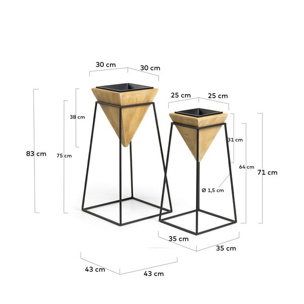 Komplet 2 cvetličnih loncev Kave Home Star-image-2