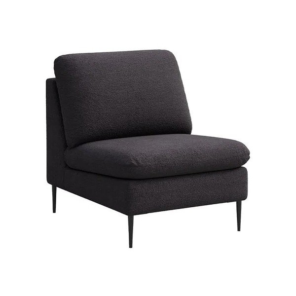 Črn fotelj iz tkanine bouclé Moilo – MESONICA