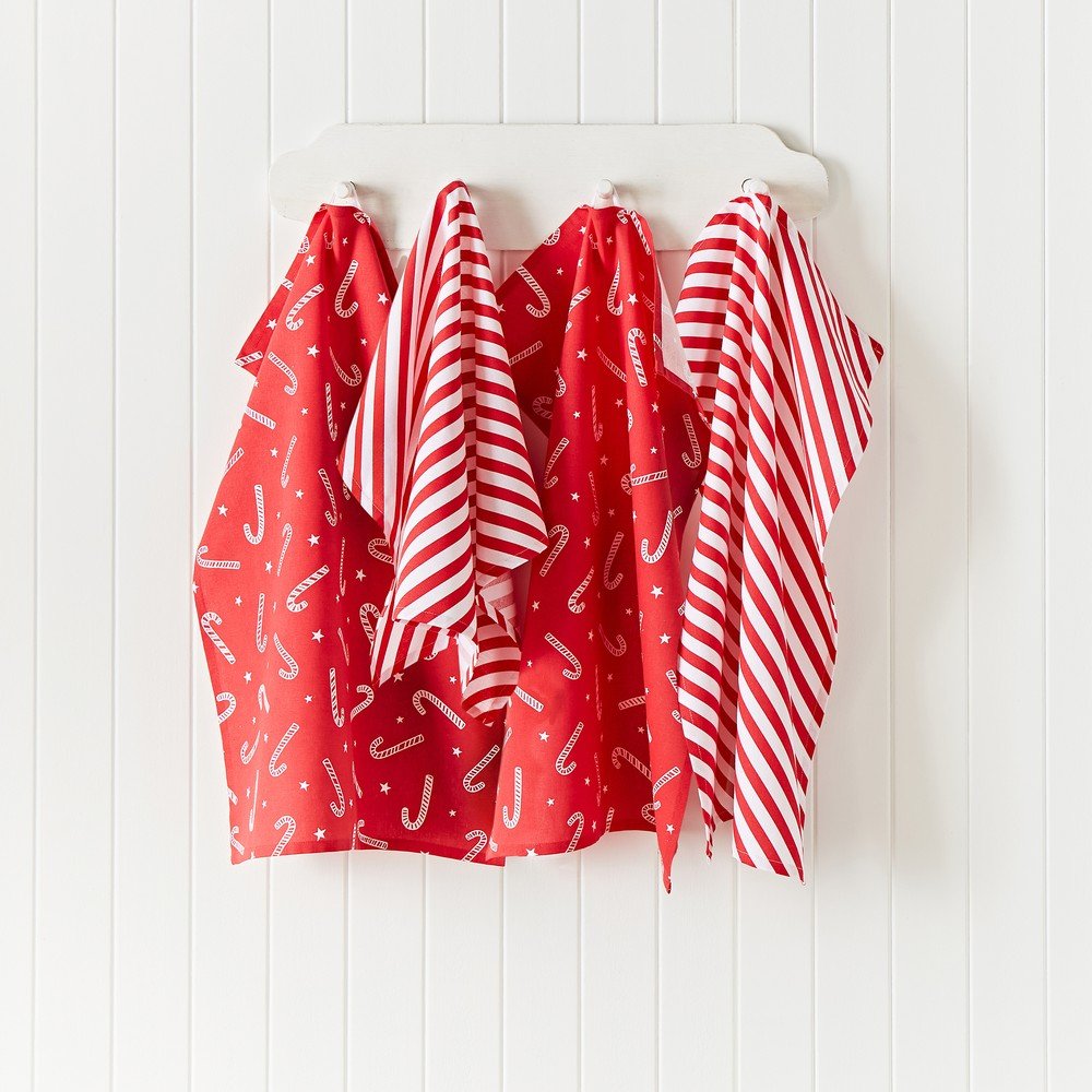 Bombažne kuhinjske krpe z božičnim motivom v kompletu 4 ks 50x70 cm Candy Cane
