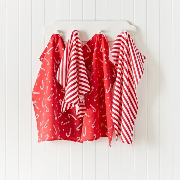 Bombažne kuhinjske krpe z božičnim motivom v kompletu 4 ks 50x70 cm Candy Cane – Catherine Lansfield