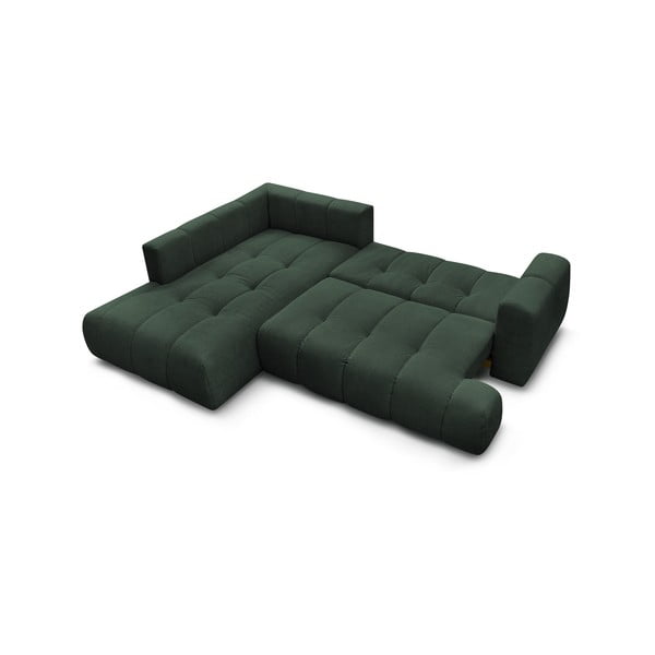 Zelena raztegljiva/s prostorom za shranjevanje kotna sedežna garnitura (levi kot/v obliki črke L) Fuji – Bobochic Paris-image-4