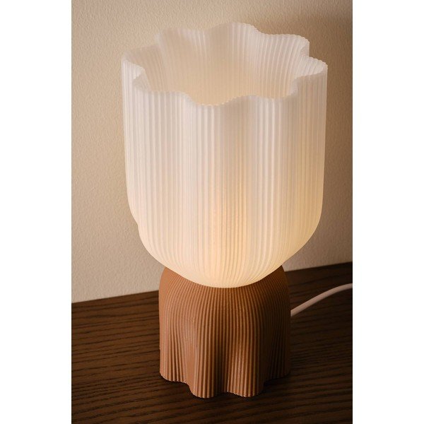 Bela/rjava plastična namizna svetilka (višina 27 cm) Camier – Jotex-image-3