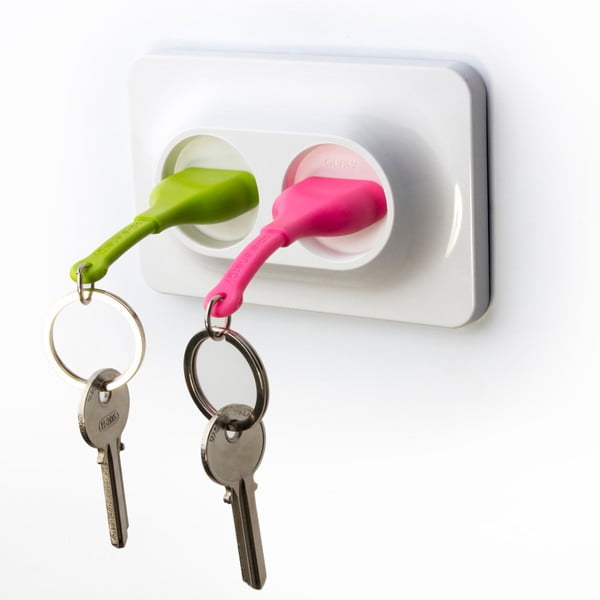 Obesek za ključe za odklop, zelena/rožnata