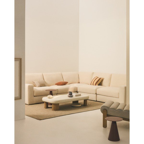 Bež kotna sedežna garnitura iz šenilje (s kotom po izbiri/v obliki črke L) Alea – Kave Home-image-1