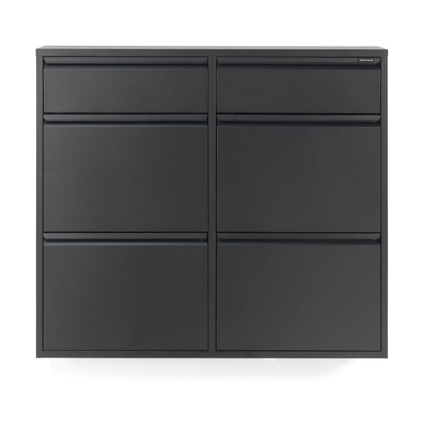 Črna kovinska preklopna omarica za čevlje 98x86x15 cm Billy – Spinder Design-image-3