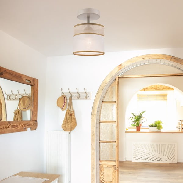 Svetlo rjava stropna svetilka s tekstilnim senčnikom ø 16 cm Andrea – LAMKUR-image-1