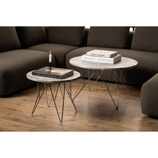 Siva marmorna okrogla mizica ø 80 cm Prunus – Actona-image-3