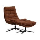 Rjav vrtljiv fotelj z naslonjalom za noge iz šenilje Kube – WOOOD