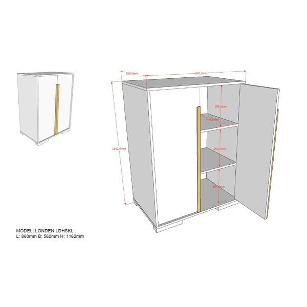 Temno siva otroška omarica za pod dvignjeno posteljo Vipack London-image-4