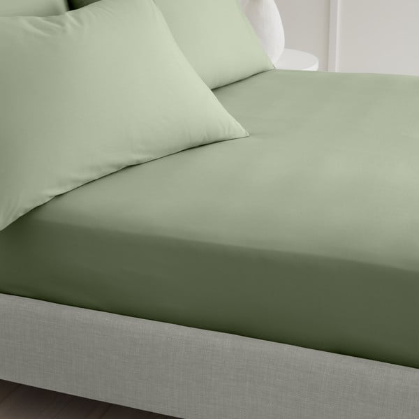 Zelena napenjalna rjuha iz bombažnega perkala 150x200 cm Cotton Percale – Bianca-image-1