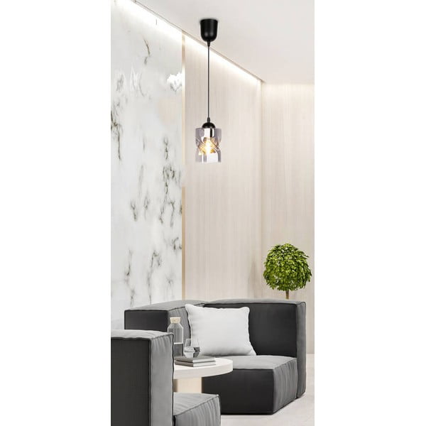 Črna viseča svetilka s steklenim senčnikom ø 10 cm Felis - Candellux Lighting-image-4