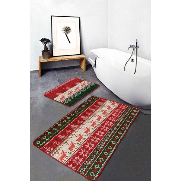 Žametne kopalniške preproge v kompletu 2 ks 60x100 cm Merry Christmas – Mila Home-image-2