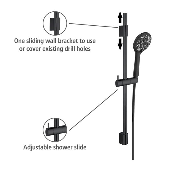 Črna tuš garnitura iz nerjavečega jekla 70 cm Water Saving – Wenko-image-2