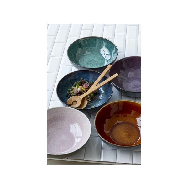 Skleda za solato iz črne keramike z notranjo glazuro v vijolični barvi Bitz Mensa, premer 30 cm-image-1