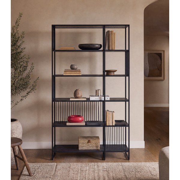 Črn regal 120x185x35 cm Strington – Actona-image-3