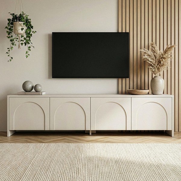 Kremno bela TV omarica 180x45x32 cm Aurelia – Kalune Design-image-2