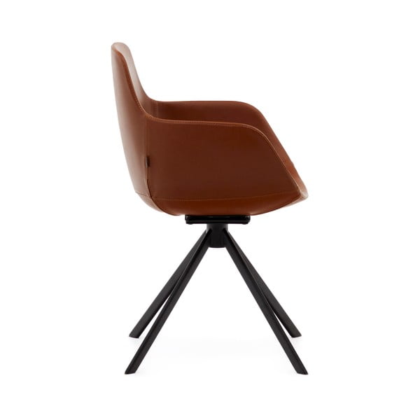 Oblazinjeni jedilni stoli v kompletu z nasloni za roke 2 ks v konjak rjavi barvi Tissiana – Kave Home-image-2