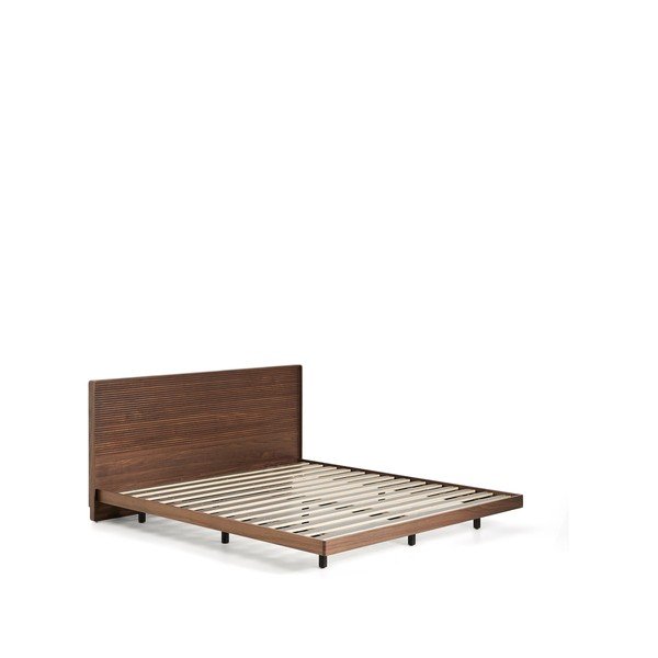 Rjava zakonska postelja iz masivne breze z letvenim dnom 160x200 cm Norlen – Kave Home-image-2