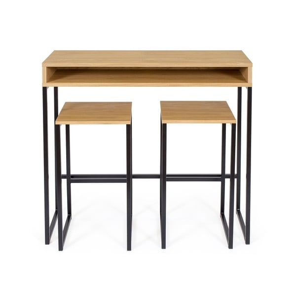 Črn/v naravni barvi barsko stol v hrastovem dekorju Frame – Woodman-image-3