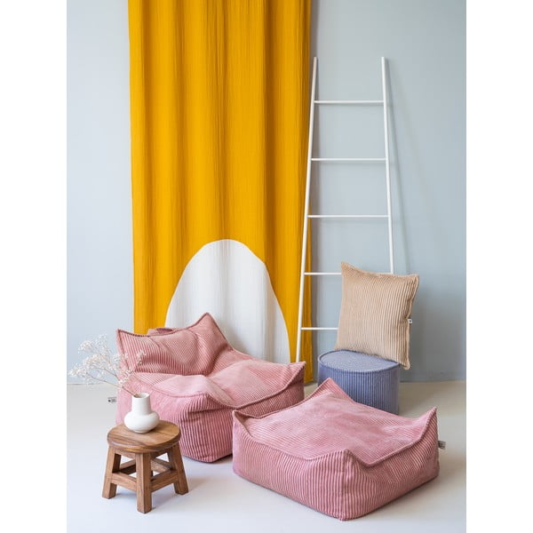 Rožnata otroška vreča za sedenje iz rebrastega žameta Square – Wigiwama-image-3