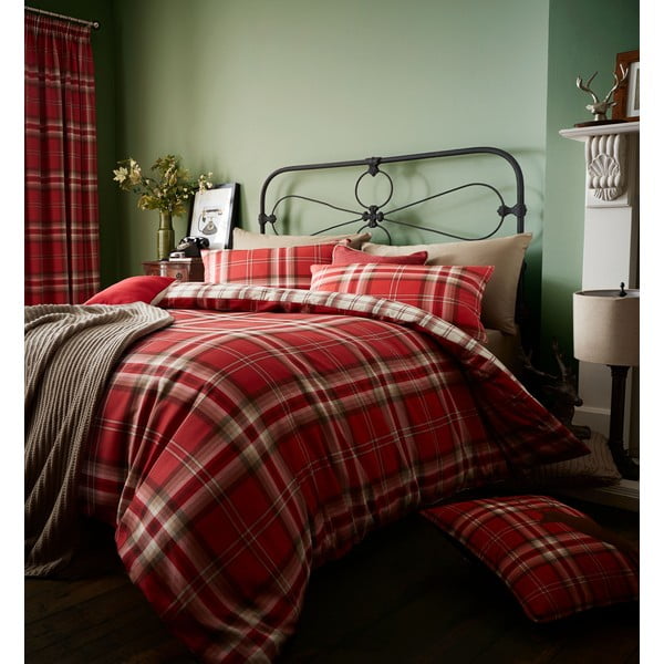 Rdeča posteljnina za zakonsko posteljo Catherine Lansfield Kelso Red, 220 x 230 cm