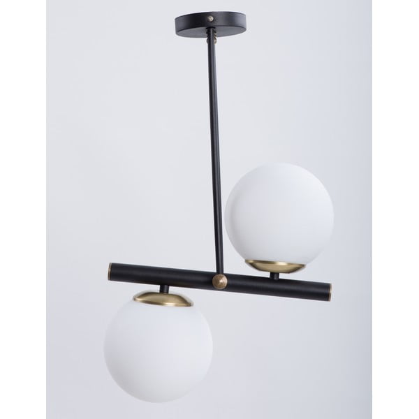 Črno-bela stropna svetilka s steklenim senčilom ø 15 cm Libra – Squid Lighting