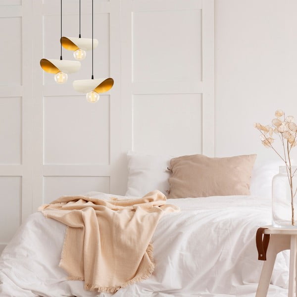 Stoječa svetilka s kovinskim senčilom v beli in zlati barvi Sivani – Opviq lights-image-1