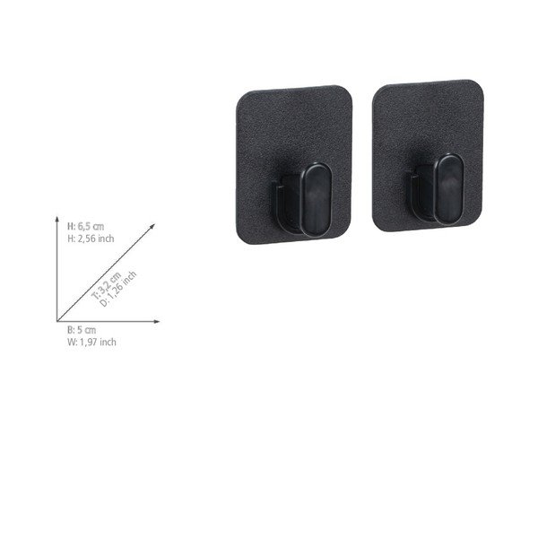 Črni plastični obešalniki z namestitvijo brez vrtanja v kompletu 2 ks Parma – Allstar-image-4