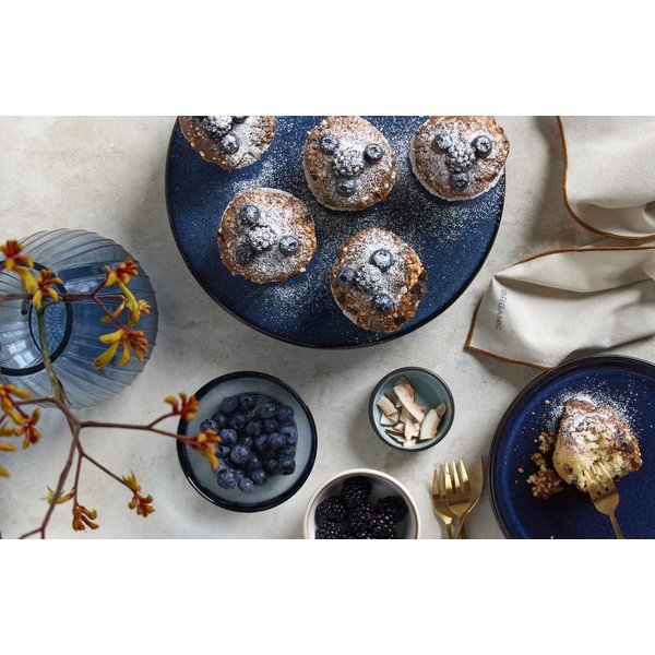 Črno-moder desertni krožnik iz kamenine ø 21 cm Gastro Dark Blue/Black – Bitz-image-1