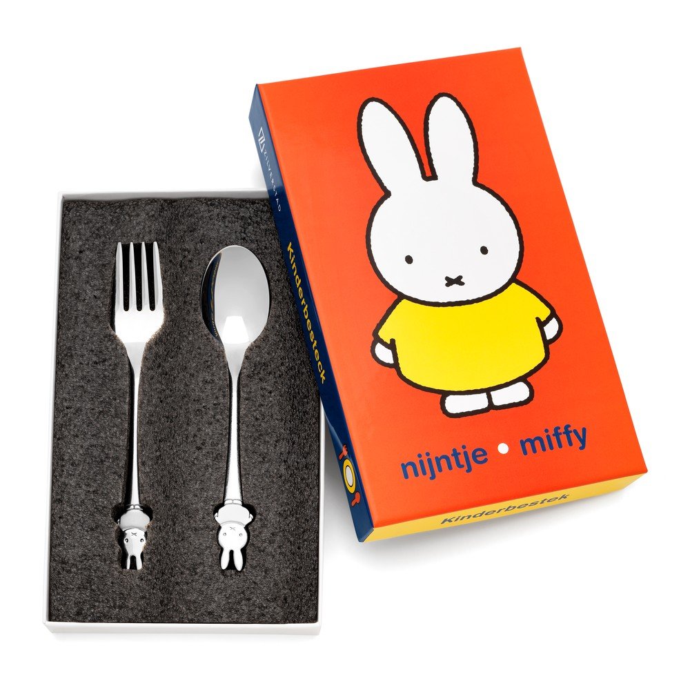 Otroški jedilni pribor iz nerjavečega jekla v srebrni barvi Miffy