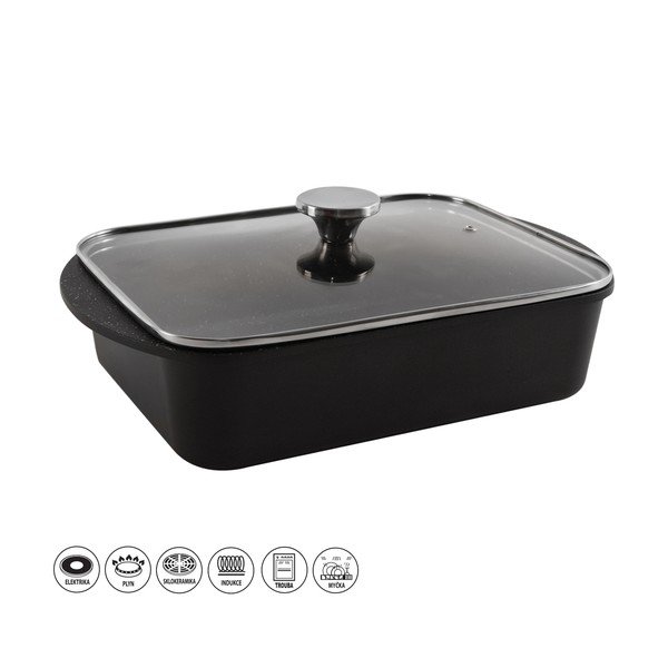 Aluminijasta posoda za peko s steklenim pokrovom Orion Grande, ki se ne prijema, 40 x 27,5 cm